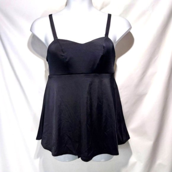 Cacique Other - NWOT Cacique Swim Convertible Straps No-Wire Swim Dress Black Sz 12